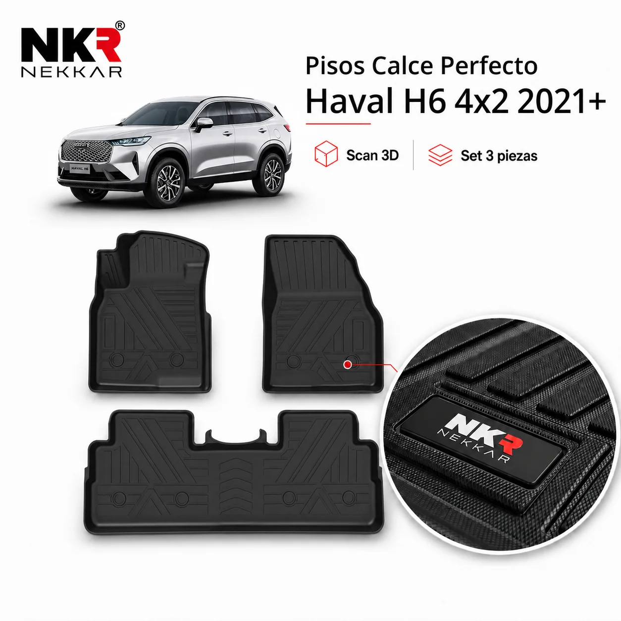 Pisos Calce Perfecto Haval H6 4x2- Negro -Scan 3D