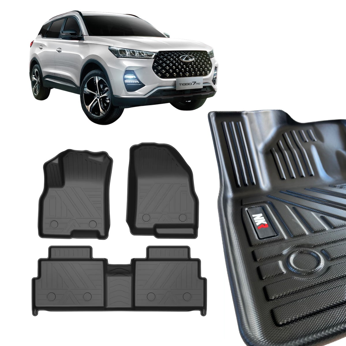 Pisos Calce Perfecto Chery Tiggo 7 Pro- Negro -Scan 3D